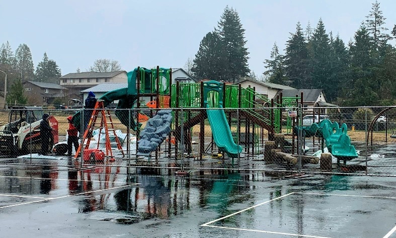 Elementary playground under construction