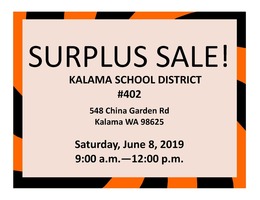 Surplus Sale! June 8, 2019 9:00 a.m. - 12:00 p.m.